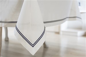 Table Cloth 2 Sıra Pikolu 180*280 White-Navy