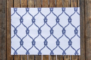 Placemat Paper Printed Halat, Pack Of 50 White-Navy