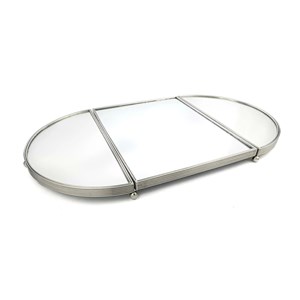 Gümüş Oval Aynalı Metal Tepsi 79x45 cm P341.379025 