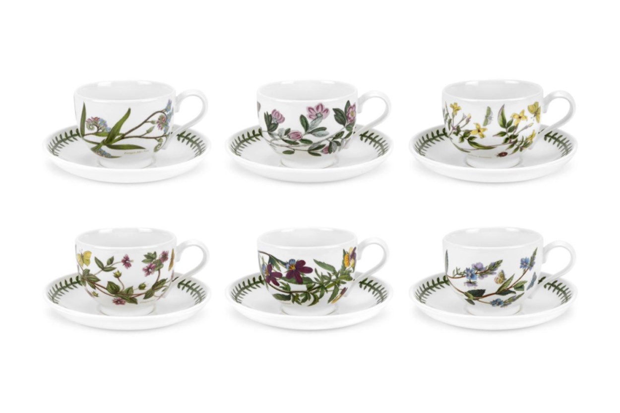 Portmeirion Botanic Garden Teacups and Saucers Set of 6 