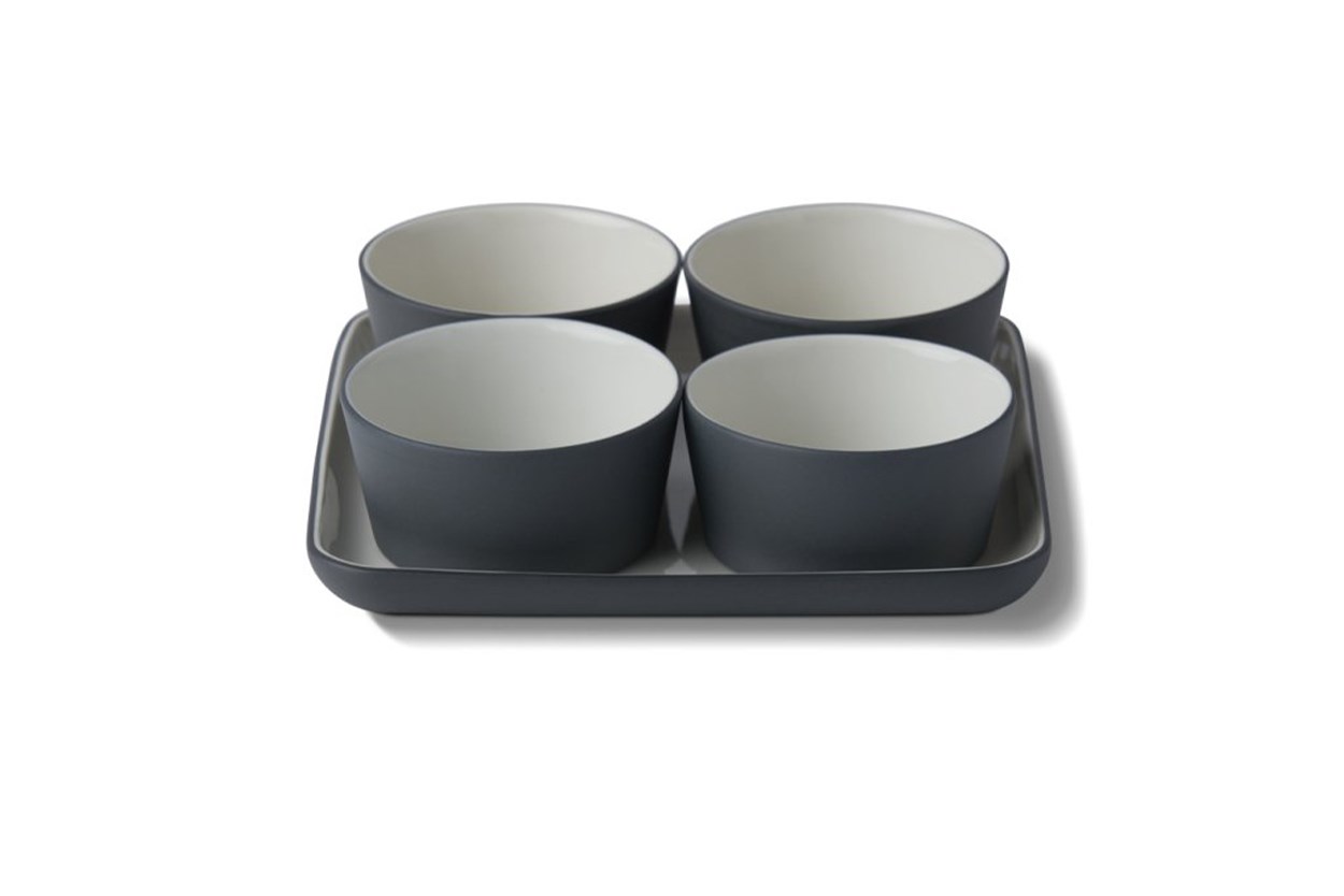 Square Serving Set Small Size Black - Ivory Glossy KSS011201S 