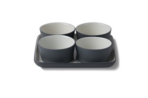 Square Serving Set Small Size Black - Ivory Glossy KSS011201S