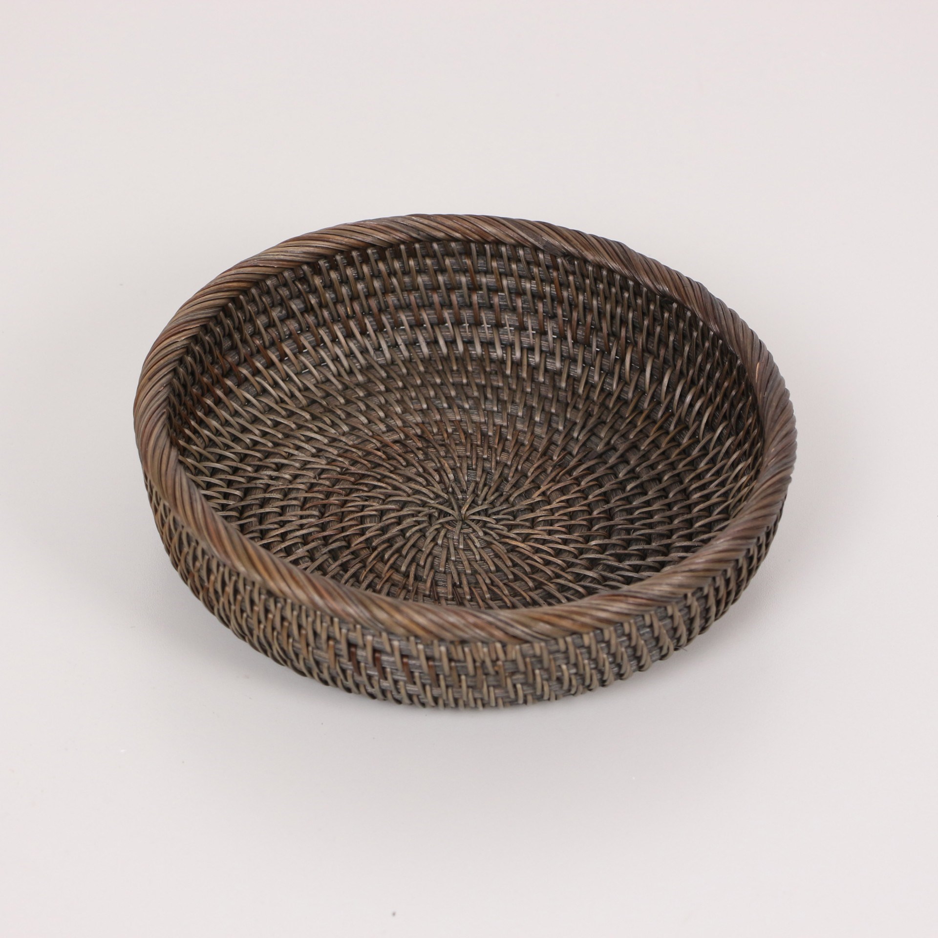 Rattan Ceviz Rengi Yuvarlak Küçük Düzenleyici Tabak 20*6 cm SAM-RTKH-01 