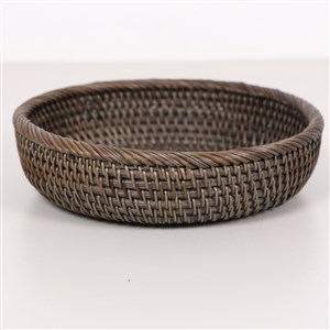 Rattan Ceviz Rengi Yuvarlak Küçük Düzenleyici Tabak 20*6 cm SAM-RTKH-01 