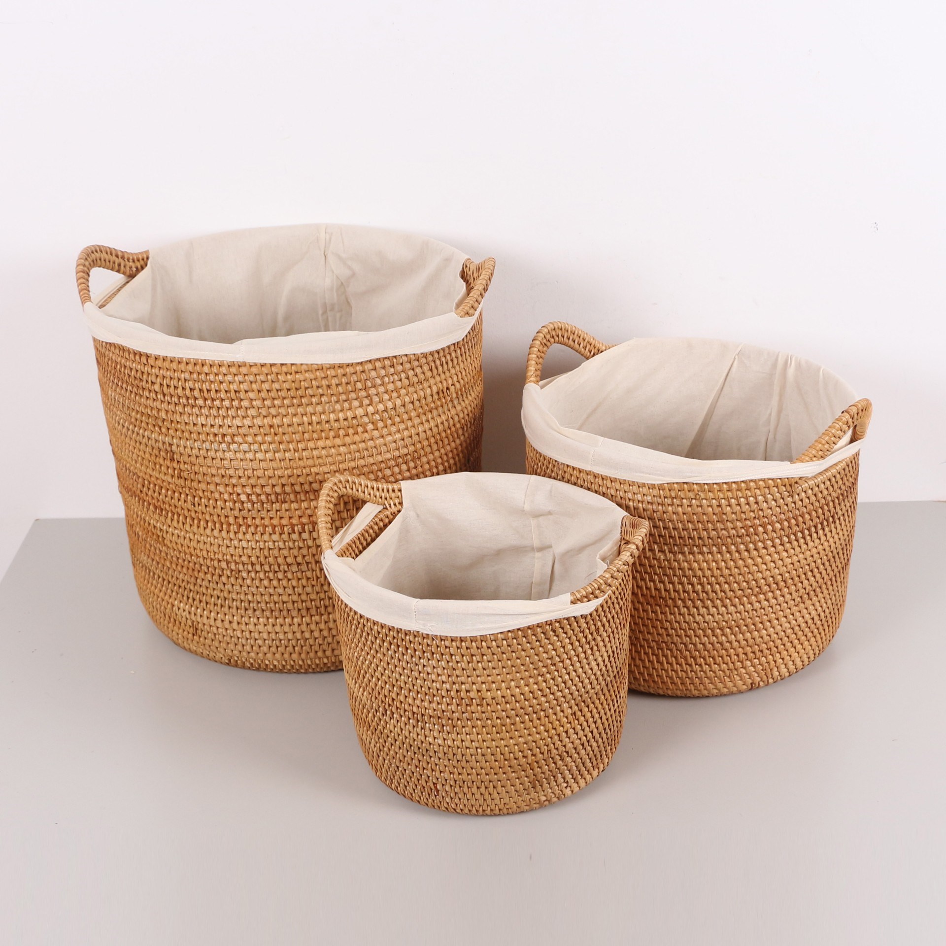 Dekoratif Kulplu Rattan Sepet 45*41 cm R-CS-61-20011 