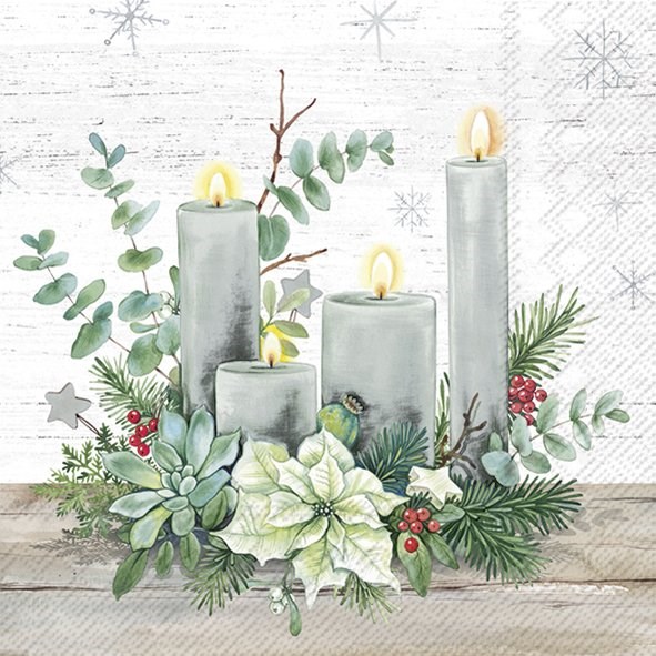 Ihr Kağıt Peçete Four Candles Grey 33*33 CM - L1024245 